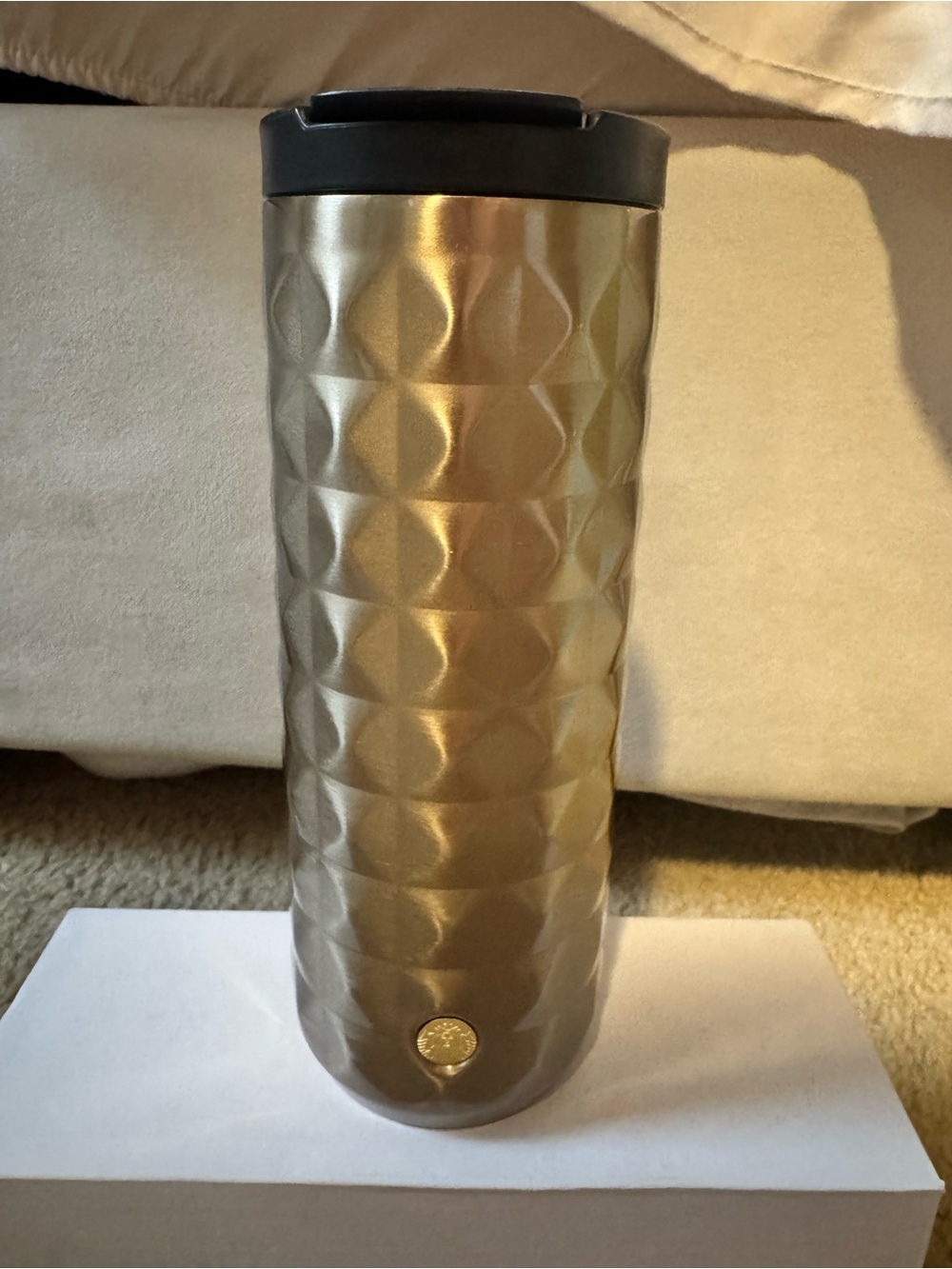 Starbucks Gold Textured Travel Tumbler with Spill-Resistant Lid